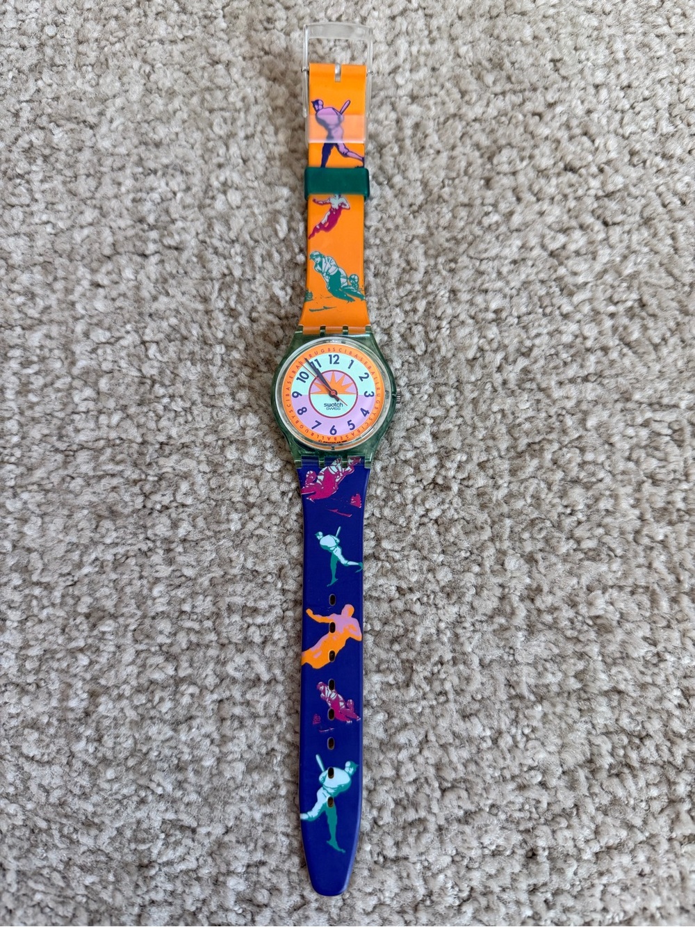Vintage 1991 Swatch Swiss Baseball Sports Watch Retro 90s + New Battery